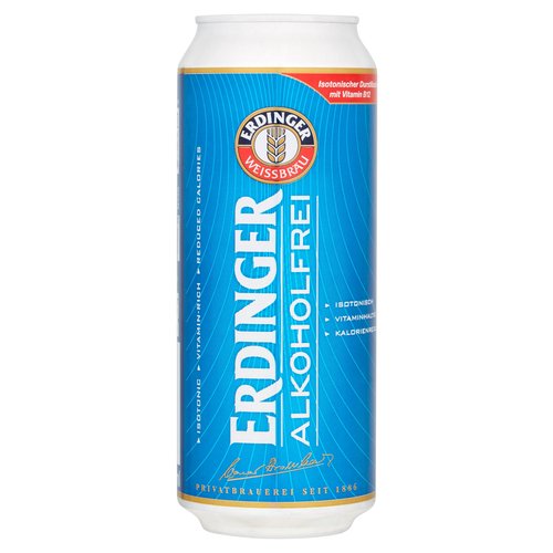 Non-Alcoholic Wheat Beer<br/><br/><b>Further Description</b><br/>A varied and balanced diet and a healthy lifestyle are important!<br/><br/><b>Nutritional Claims</b><br/>Vitamin-rich<br/>Reduced calories<br/><br/><b>Features</b><br/>Isotonic<br/>Vitamin-rich<br/>Reduced calories<br/>The refreshing isotonic recovery drink<br/><br/><b>Pack Size</b><br/>500ml ℮<br/><br/><b>Recycling Info</b><br/>Can - Recyclable<br/><br/><br/><b>Ingredients</b><br/>Water<br/><span style='text-decoration: underline;'>Wheat Malt</span><br/><span style='text-decoration: underline;'>Barley Malt</span><br/>Hops<br/>Yeast<br/>Carbon Dioxide<br/><br/><b>Storage Type</b><br/>Ambient<br/><br/><b>Storage</b><br/>Best before: see bottom<br/><br/><b>Web Address</b><br/>www.erdinger.alkoholfrei.com<br/><br/><b>Return To</b><br/>www.erdinger.alkoholfrei.com<br/>