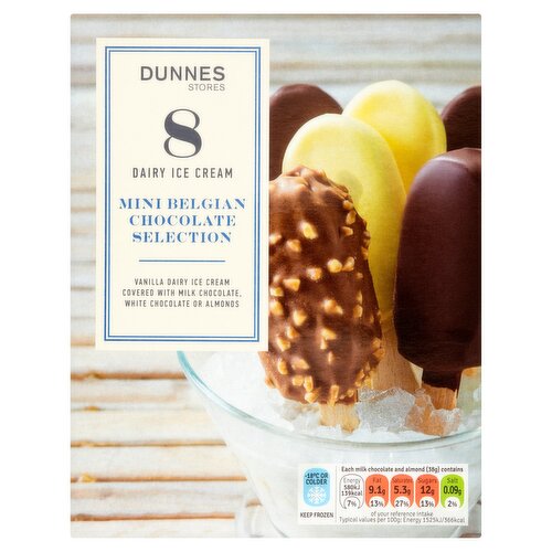 Dunnes Stores Dairy Ice Cream Mini Belgian Chocolate Selection 8 x 50ml (400ml)