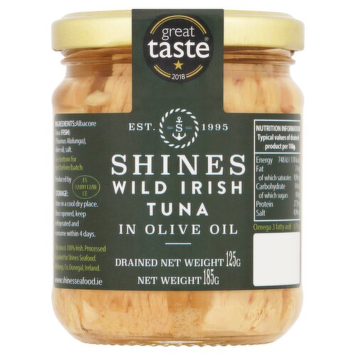 Shines Wild Irish Tuna Olive Oil 185g