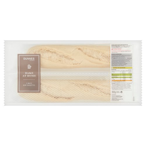 Dunnes Stores Bake at Home 2 White Demi Baguettes 300g