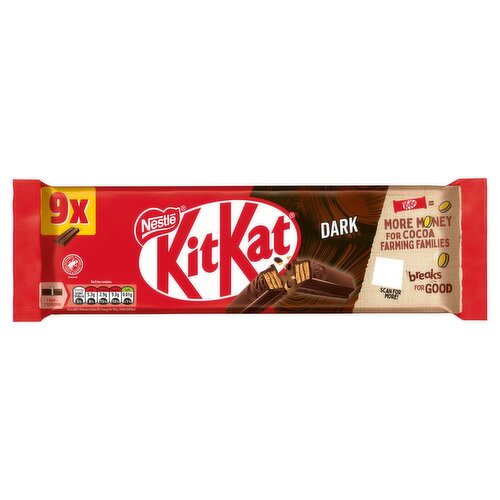 Kit Kat 2 Finger Dark Chocolate Biscuit Bar Multipack 9 Pack 20.7g