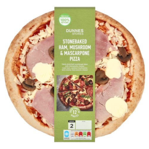 Dunnes Stores Stonebaked Ham, Mushroom & Mascarpone Pizza 510g