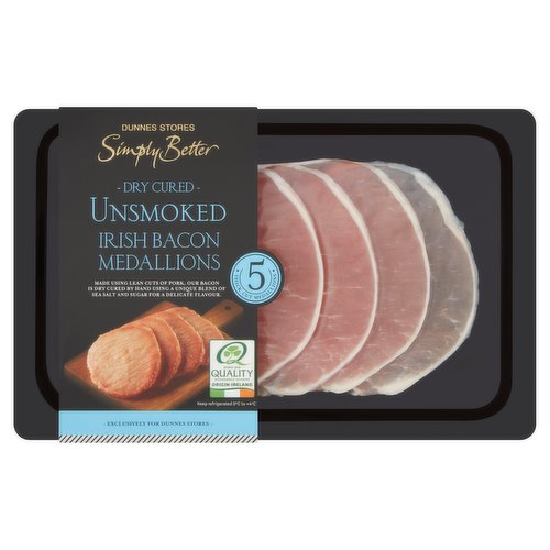 Dunnes Stores Simply Better Dry Cured Unsmoked Irish Bacon Medallions 200g