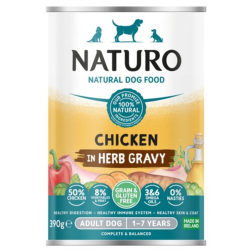 Naturo Natural Pet Food Chicken in Herb Gravy Adult Dog 1-7 Years 390g