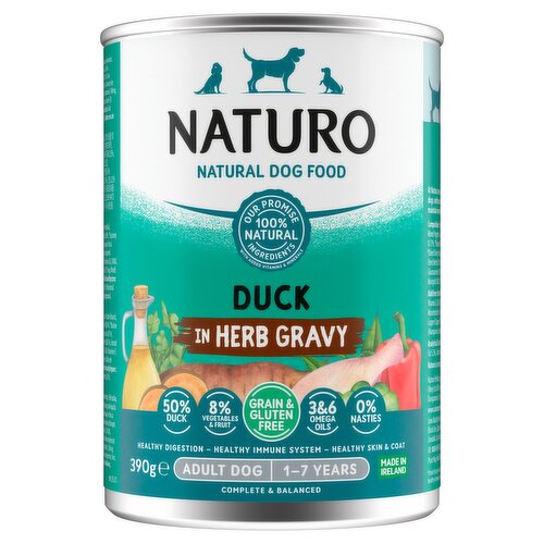 Naturo Natural Dog Food Duck in Herb Gravy Adult Dog 1-7 Years 390g