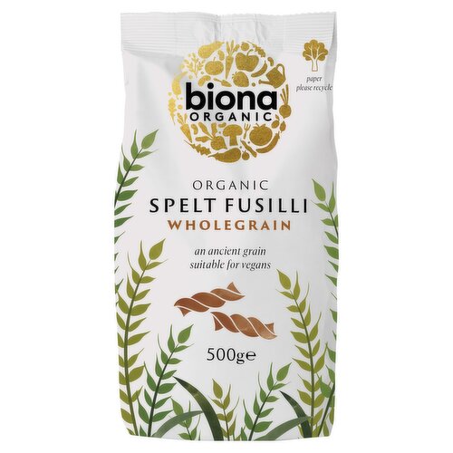 Biona Organic Spelt Fusilli Wholegrain 500g