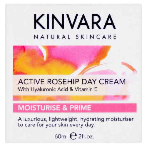 <b>Features</b><br/>With hyaluronic acid & vitamin E<br/>Contains Certified Organic Ingredients<br/>Animal friendly<br/>No added dairy or gluten<br/>Vegan friendly<br/><br/><b>Lifestyle</b><br/>Not Tested on Animals<br/>Organic<br/>Suitable for Vegans<br/><br/><b>Pack Size</b><br/>60ml ℮<br/><br/><br/><b>Ingredients</b><br/>Aqua<br/>Rosa Canina (Rosehip*) Fruit Oil<br/>Sodium Stearoyl Lactylate<br/>Carthamus Tinctorius (Safflower*) Seed Oil<br/>Glyceryl Stearate<br/>Glycerin<br/>Cetyl Alcohol<br/>Tocopherol (Vitamin E)<br/>Citron Limon (Lemon) Peel Oil<br/>Lavandula Angustifolia (Lavender) Flower Oil<br/>Sodium Hyaluronate<br/>Benzyl Alcohol<br/>Salicylic Acid<br/>Sorbic Acid (Geraniol, Limonene, Linalool, Citral in Essential Oils)<br/>*Certified organic ingredients<br/><br/><b>Safety Warning</b><br/>Keep out of reach of children. For external use only.<br/><br/><b>Storage Type</b><br/>Ambient<br/><br/><b>Storage</b><br/>Store in cool dark conditions.<br/><br/><b>Preparation and Usage</b><br/>Directions<br/>
Apply to cleansed skin on its own or layered over our 24HR Rosehip Face Serum for extra hydration.<br/>
Absorbs to a matte finish.<br/>
<br/>
Use only as directed.<br/><br/>Country of Origin - Ireland<br/><br/><b>Origin</b><br/>Made in Ireland with Love<br/><br/><b>Company Name</b><br/>Kinvara Skincare<br/><br/><b>Company Address</b><br/>Unit 4,<br/>
Kinincha Road,<br/>
Gort, Co. Galway,<br/>
H91 A620,<br/>
Ireland.<br/><br/><b>Durability after Opening</b><br/>Months - 6<br/><br/><b>Web Address</b><br/>www.kinvaraskincare.com<br/><br/><b>Return To</b><br/>Kinvara Skincare,<br/>
Unit 4,<br/>
Kinincha Road,<br/>
Gort, Co. Galway,<br/>
H91 A620,<br/>
Ireland.<br/>
www.kinvaraskincare.com<br/><br/>