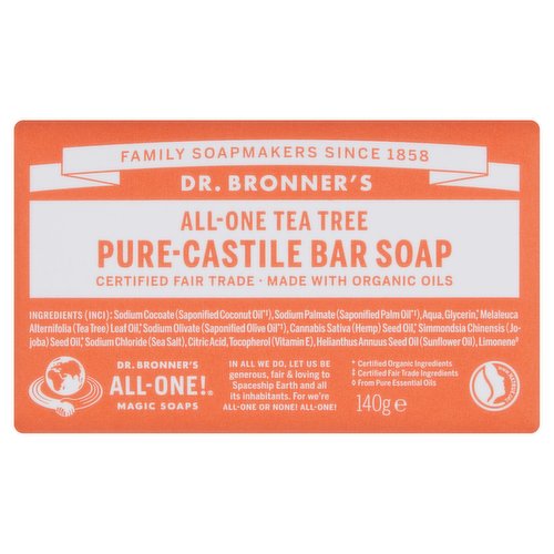Dr. Bronner's All-One Tea Tree Pure-Castile Bar Soap 140g