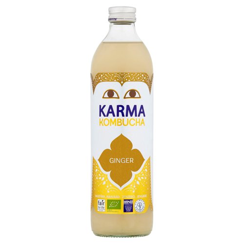 <b>Further Description</b><br/>Karma kombucha reduces and offsets CO, emissions.<br/><br/><b>Nutritional Claims</b><br/>Low in sugars<br/><br/><b>Features</b><br/>Climate Balanced<br/>Raw & Vegan<br/>Karma love certified<br/>Unpasteurised<br/>100% Organic and low in sugars<br/><br/><b>Lifestyle</b><br/>Organic<br/>Suitable for Vegans<br/><br/><b>Pack Size</b><br/>500ml ℮<br/><br/><br/><b>Ingredients</b><br/>99% Karma Kombucha (Filtered Water, Cane Sugar* from Paraguay, Green Tea* from Hubei region, Kombucha Culture*)<br/>Ginger Juice*<br/>*Organically Grown Ingredients<br/><br/><b>Storage Type</b><br/>Chilled<br/><br/><b>Storage and Usage Statements</b><br/>Keep Refrigerated<br/><br/><b>Storage</b><br/>Best before end: see on the cap<br/>
+2ºC/+6ºC<br/><br/><b>Storage Conditions</b><br/>Min Temp °C 2<br/>Max Temp °C 6<br/><br/><b>Preparation and Usage</b><br/>Do not shake it!<br/><br/><b>Company Name</b><br/>Biogroupe<br/><br/><b>Company Address</b><br/>11 rue Robert Surcouf,<br/>
22430 Erquy, <br/>
France.<br/><br/><b>Web Address</b><br/>www.karmakombucha.com<br/><br/><b>Return To</b><br/>Biogroupe,<br/>
11 rue Robert Surcouf,<br/>
22430 Erquy, <br/>
France.<br/>
www.karmakombucha.com<br/>