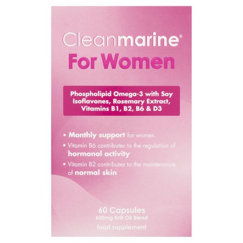 Cleanmarine For Women 600mg Krill Oil Blend Food Supplement 60 Capsules 53.4g