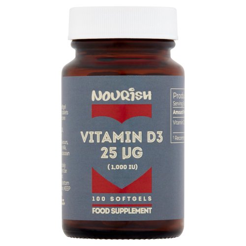 Nourish Vitamin D3 25 µg (1,000 IU) 100 Softgels