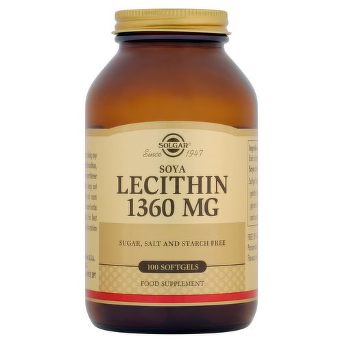 Solgar Soya Lecithin 1360mg 100 Softgels