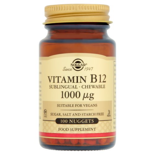 Solgar Vitamin B12 Sublingual Chewable 1000μg 100 Nuggets - Dunnes Stores