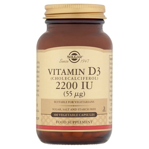 Solgar Vitamin D3 2200 IU (55 µg) 100 Vegetable Capsules