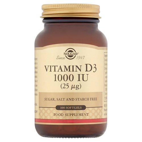 Solgar Vitamin D3 1000 IU (25 µg) 100 Softgels