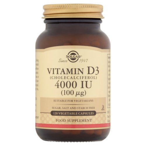 Solgar Vitamin D3 4000 IU (100 µg) 120 Vegetable Capsules