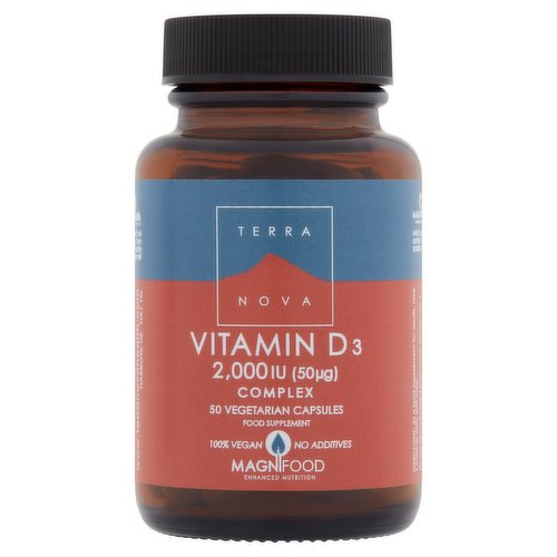 Terra Nova Vitamin D3 2,000IU (50ug) Complex 50 Vegetarian Capsules