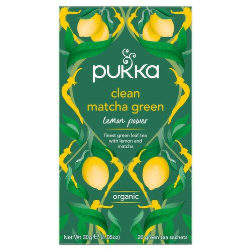 Pukka Organic Clean Matcha Green 20 Green Tea Sachets 30g