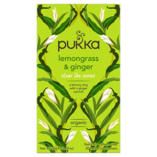 Pukka Organic Lemongrass & Ginger 20 Herbal Tea Sachets 36g