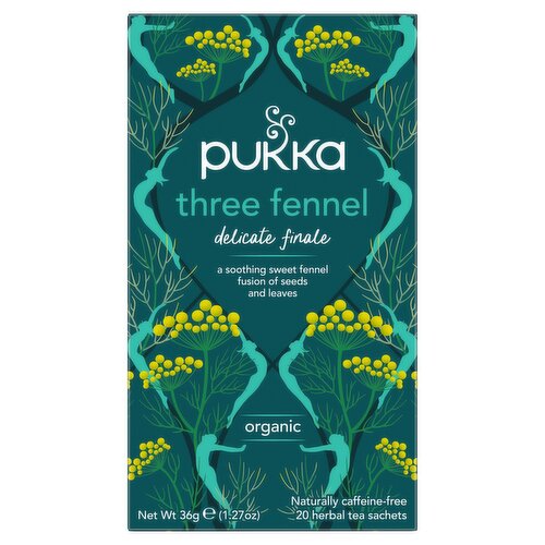 Pukka Three Fennel Organic 20 Herbal Tea Sachets 36g