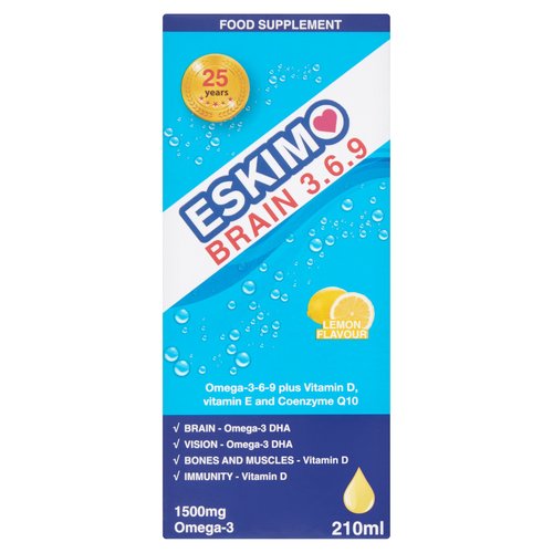 Eskimo-3 Brain 3.6.9 1500mg Omega-3 Lemon Flavour 210ml