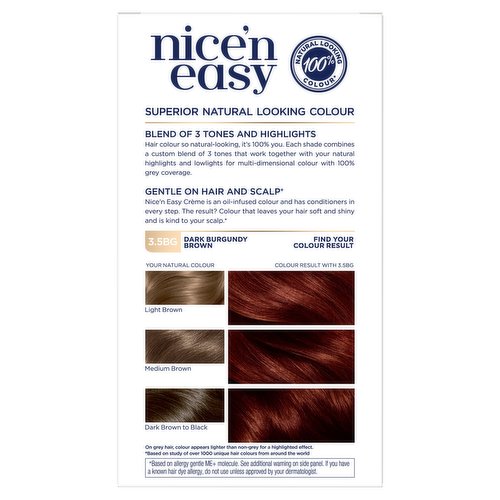 Clairol Nice'n Easy Hair Dye, 3.5BG Dark Burgundy Brown