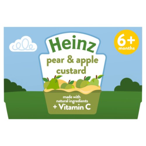 Heinz By Nature Pear & Apple Custard Baby Food 6+ Months 4 x 100g