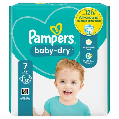 Pampers Baby-Dry Size 7, 30 Nappies, 15+kg