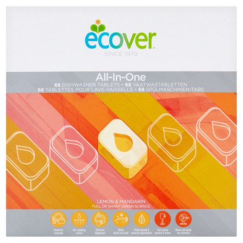 Ecover All-In-One Lemon & Mandarin Dishwasher Tablets 1.36kg