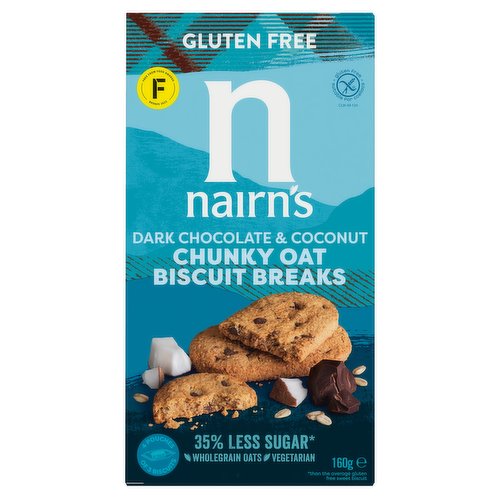 Nairn's Dark Chocolate & Coconut Chunky Oat Biscuit Breaks 160 g e