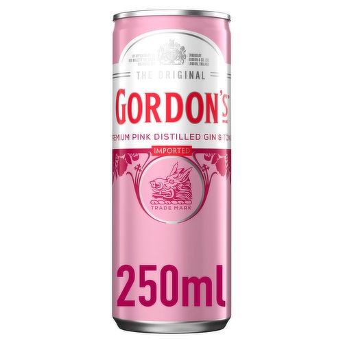 Gordon's Premium Pink Gin & Tonic 250ml Ready to Drink Premix Can