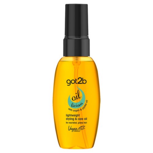 <b>Features</b><br/>Hair styling oil<br/>Beautiful subtle tropical fragrance<br/>Absorbs instantly<br/>Especially good at caring for ends<br/>Vegan, contains Argan Oil to reduce frizz and leave hair sleek, shiny and well nourished<br/><br/><b>Lifestyle</b><br/>Suitable for Vegans<br/><br/><b>Pack Size</b><br/>50ml ℮<br/><br/><br/><b>Ingredients</b><br/>Cyclomethicone<br/>Dimethiconol<br/>Helianthus Annuus Seed Oil<br/>Argania Spinosa Kernel Oil<br/>Macadamia Ternifolia Seed Oil<br/>Olea Europaea Fruit Oil<br/>Prunus Amygdalus Dulcis Oil<br/>Prunus Armeniaca Kernel Oil<br/>Sclerocarya Birrea Seed Oil<br/>Sesamum Indicum Seed Oil<br/>Octocrylene<br/>Parfum<br/>Linalool<br/>Anise Alcohol<br/>CI 40800<br/><br/><b>Storage Type</b><br/>Ambient<br/><br/><b>Preparation and Usage</b><br/>Schwarzkopf top tips:<br/>
- Can be used on dry or towel dried hair<br/>
- Use to pre-style on damp hair or dry hair to finish off<br/>
- Ideal for travel or on to the go<br/>
- Great for fine hair as it doesn't weight it down<br/>
<br/>
How to use:<br/>
- Use (1-2 pumps) on towel-dried or dry hair on the mid-lengths and tips<br/><br/><b>Company Name</b><br/>Henkel Ltd.<br/><br/><b>Company Address</b><br/>Hemel Hempstead,<br/>
Herts,<br/>
HP2 4RQ.<br/><br/><b>Durability after Opening</b><br/>Months - 12<br/><br/><b>Telephone Helpline</b><br/>UK 0800 3289214<br/>IRL 1800 535 634<br/><br/><b>Web Address</b><br/>www.schwarzkopf.co.uk<br/><br/><b>Return To</b><br/>Henkel Ltd.,<br/>
Hemel Hempstead,<br/>
Herts,<br/>
HP2 4RQ.<br/>
Schwarzkopf Advisory Service (Freephone):<br/>
UK 0800 3289214<br/>
IRL 1800 535 634<br/>
www.schwarzkopf.co.uk<br/><br/>