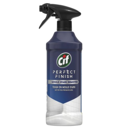 <b>Features</b><br/>Cif Perfect Finish Mould Stain Remover Specialist Cleaner Spray fights stubborn stains leaving a brilliantly shiny finish<br/>Cif Perfect Finish mould stain remover cleaner spray can reveal the beauty in all of your household surfaces<br/>Our mould stain remover is a powerful surface cleaner with bleach to ensure sparkling shine<br/>Effortlessly remove tea, wine, mould and mildew stains with our surface cleaner<br/>Cif Mould Stain Remover can be also used as a cleaner on a wide range of outdoor surfaces<br/>Perfect Finish cleaning spray brings back that gleaming shine on the surfaces around your home<br/><br/><b>Pack Size</b><br/>435millilitre ℮<br/><br/><br/><b>Ingredients</b><br/>< 5% Chlorine based bleaching agent (Sodium Hypochlorite), non ionic surfactants, perfume<br/><br/><b>Safety Warning</b><br/>DANGER<br/>
Causes severe skin burns and eye damage. Very toxic to aquatic life. Toxic to aquatic life with long lasting effects. May be corrosive to metals. Contains: Sodium hypochlorite, sodium 95% Cl active, Sodium Hydroxide. Warning! Do not use together with other products. May release dangerous gases (chlorine).<br/>
DANGER<br/>
Causes severe skin burns and eye damage. Very toxic to aquatic life. Toxic to aquatic life with long lasting effects. May be corrosive to metals. Contains: Sodium hypochlorite, sodium 95% Cl active, Sodium Hydroxide. Warning! Do not use together with other products. May release dangerous gases (chlorine).<br/><br/><b>Storage Type</b><br/>Ambient<br/><br/><b>Storage</b><br/>Spray the surface to be cleaned from a distance of 10-15 cm, leave it to act for 15-20 minutes. Leave the room whilst the product is allowed to work and then rinse the treated area with water or let the product dry. Do not remove the mould before spraying to prevent dispersal of dangerous spores. In case of heavy contamination, repeat the procedure if necessary only after rinsing or once the surface is dry. Surfaces must not be over wetted but lightly sprayed. Excessive spraying must be avoided. Test the product on a small area before use, to see the reaction of the surface. It must only be used in well ventilated areas to avoid irritation of eyes/throat. Spray must not be inhaled or allowed come into contact with skin/eyes. If any irritation is experienced then stop use immediately and leave the room to allow the product to dry<br/><br/><b>Preparation and Usage</b><br/>Spray the surface to be cleaned from a distance of 10-15cm, leave it to act for 15-20 minutes. Leave the room whilst the product is allowed to work and then rinse the treated area with water or let the product dry. Do not remove the mould before spraying to prevent dispersal of dangerous spores. In case of heavy contamination, repeat the procedure if necessary only after rinsing or once the surface is dry.<br/><br/>Country of Origin - Hungary<br/><br/><b>Origin</b><br/>Hungary<br/><br/><b>Company Name</b><br/>Unilever UK Ltd. / Unilever Ireland Ltd.<br/><br/><b>Company Address</b><br/>Unilever UK Ltd,<br/>
Springfied Drive,<br/>
Leatherhead,<br/>
KT22 7GR.<br/>
<br/>
Unilever Ireland Ltd,<br/>
20 Riverwalk,<br/>
Citywest,<br/>
Dublin 24,<br/>
Ireland.<br/><br/><b>Telephone Helpline</b><br/>(UK) 0800 776 646<br/>
(NI) 0800 783 9426<br/>
(ROI) 1850 388 399 (Callsave)<br/><br/><b>Web Address</b><br/>www.cifclean.co.uk<br/><br/>