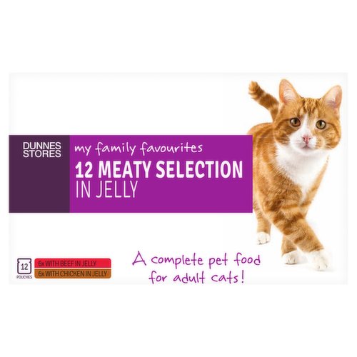 Dunnes Stores My Family Favourites Cat Food Meaty Selection in Jelly 12 x 100g (1.2kg)