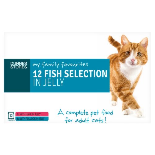 Dunnes Stores My Family Favourites Cat Food Fish Selection in Jelly 12 x 100g (1.2kg)