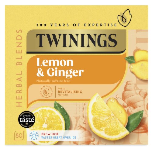 Twinings Lemon & Ginger 80 Single Tea Bags 120g