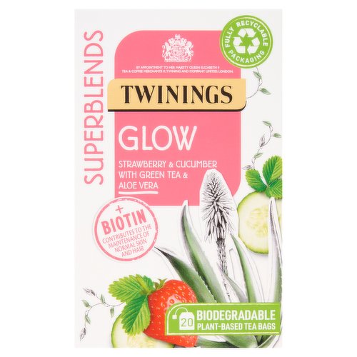 Twinings Superblends 20 Glow Strawberry & Cucumber with Green Tea & Aloe Vera 40g