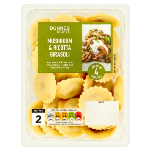 Dunnes Stores Mushroom & Ricotta Girasoli 250g