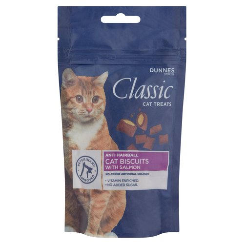 Dunnes Stores Classic Cat Treats Anti Hairball Cat Biscuits with Salmon 65g