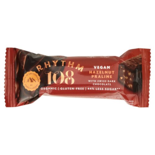 Rhythm 108 Vegan Hazelnut Praline with Swiss Dark Chocolate 33g