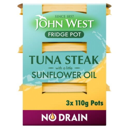 John West Fridge Pot Tuna Steak with a Little Sunflower Oil 3 x 110g