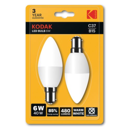 Kodak LED Candle 6W 40W B15 2PK