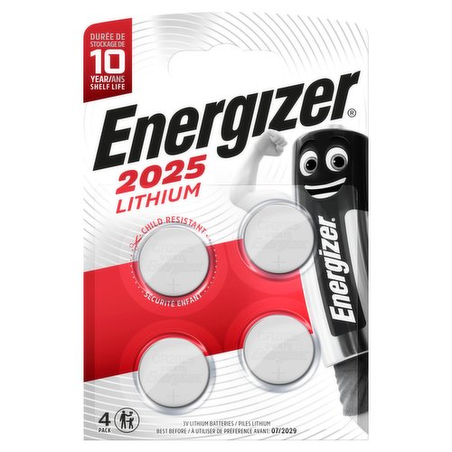 Energizer 2025 Lithium Coin Battery, 4 Pack