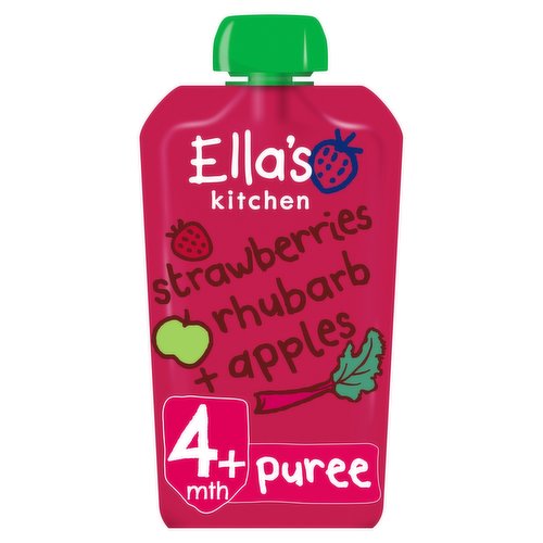 Ella's Kitchen Organic Strawberries, Rhubarb and Apples Baby Food Pouch 4+ Months 120g