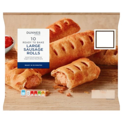 Dunnes Stores 10 Ready to Bake Large Sausage Rolls 10 x 70g (700g)