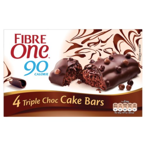 Fibre One 90 Calorie Triple Choc Cake Bars 4 x 25g (100g)