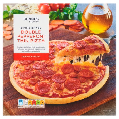 Dunnes Stores Stone Baked Double Pepperoni Thin Pizza 336g