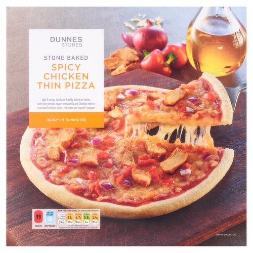 Dunnes Stores Stone Baked Spicy Chicken Thin Pizza 358g