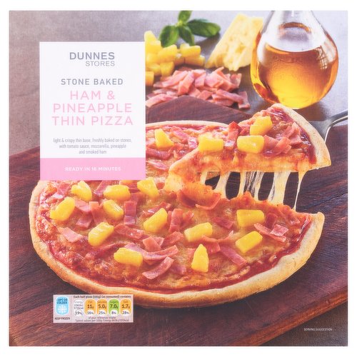 Dunnes Stores Stone Baked Ham & Pineapple Thin Pizza 362g
