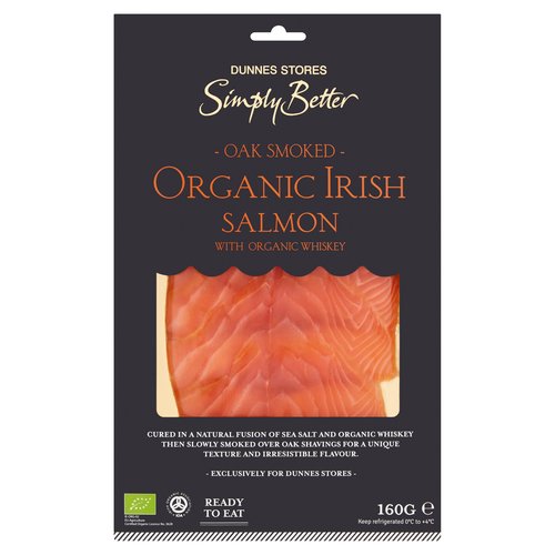 Dunnes Stores Simply Better Oak Smoked Organic Irish Salmon with Organic Whiskey 160g